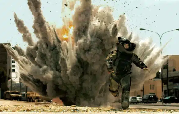 soldier running from an explosion in the film 'The Hurt Locker'