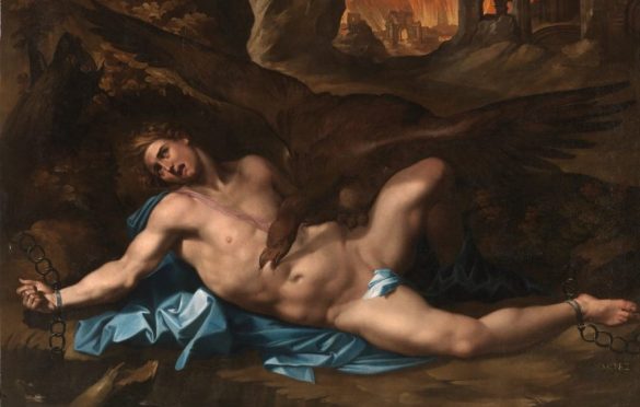 The Greek god Prometheus and the eagle eating his kidney