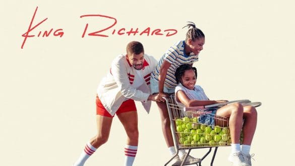 Will Smith and Demi Singleton push a grocery cart with Saniyya Sidney in King Richard
