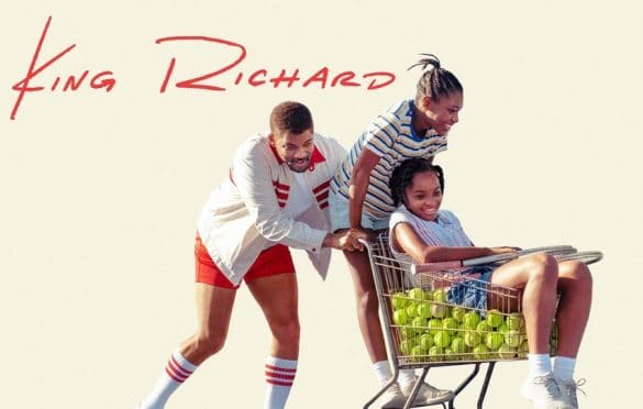 Will Smith and Demi Singleton push a grocery cart with Saniyya Sidney in King Richard