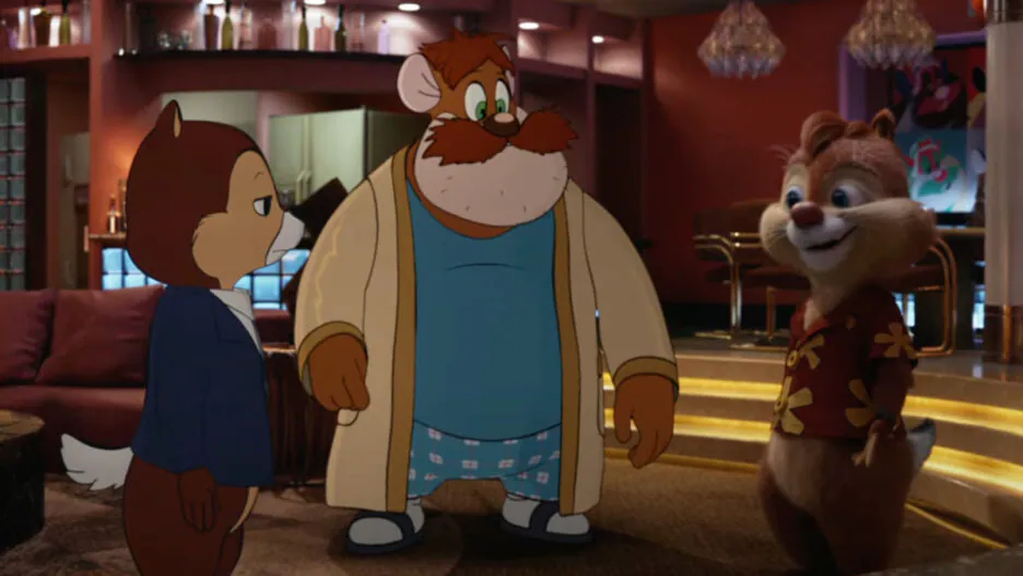 Chip n Dale stand next to Monty