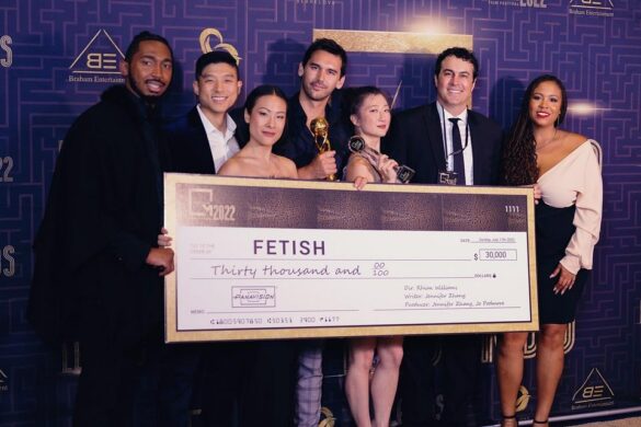 Jennifer Zhang and the Fetish team with the $30,000 Panavision Award at the 2022 Micheaux Film Festival