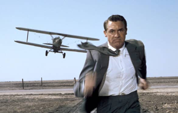 Cary Grant runs from the crop-dusting plane in North by Northwest