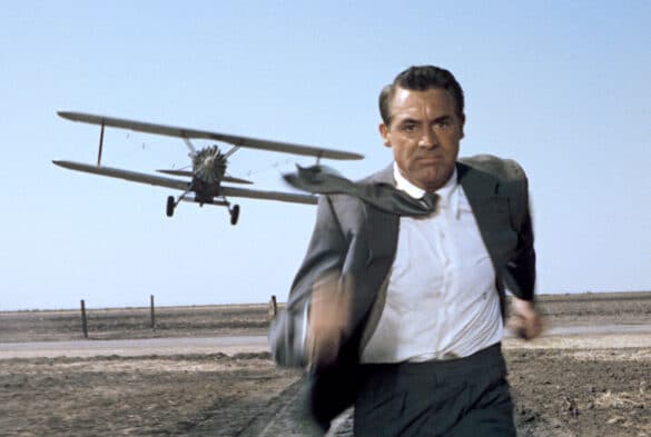 Cary Grant runs from the crop-dusting plane in North by Northwest