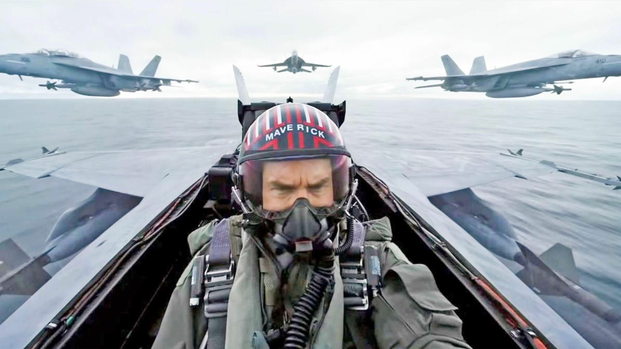Tom Cruise in the cockpit in Top Gun: Maverick