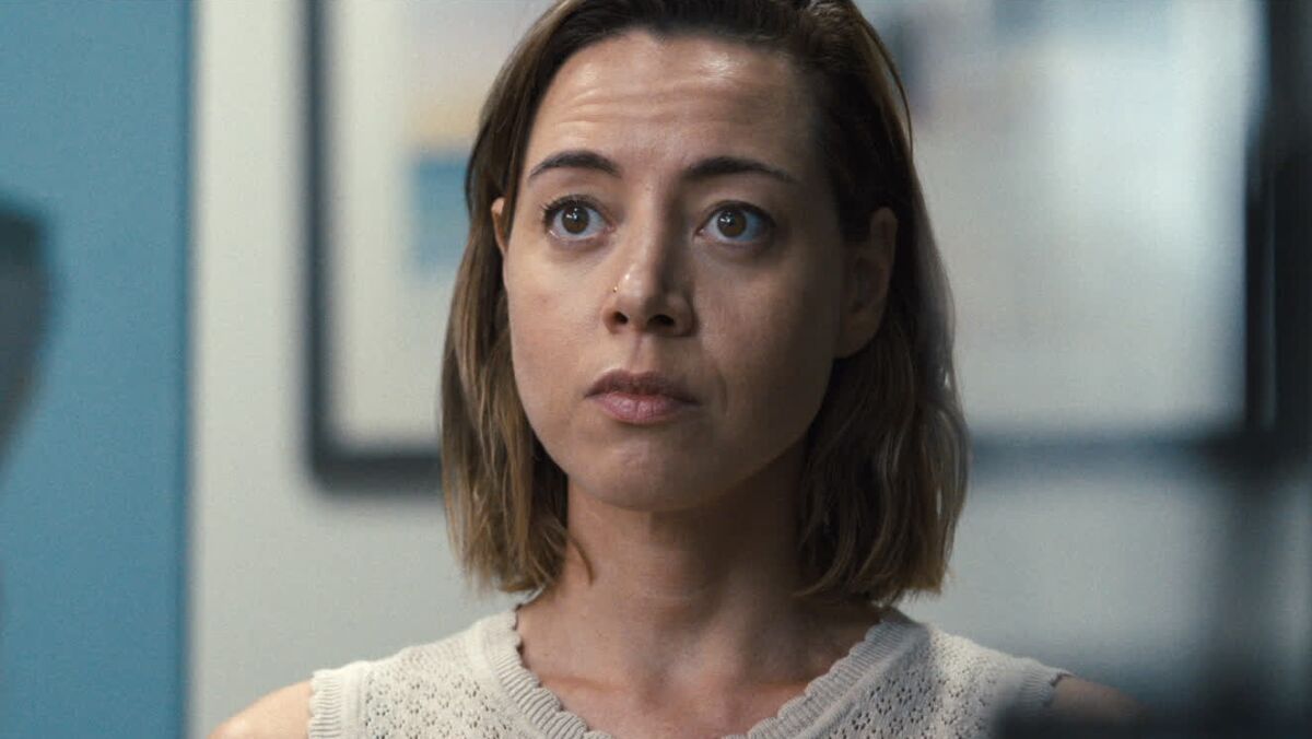 Aubrey Plaza's Emily being interviewed for a job