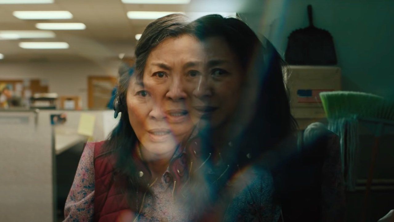 multiple images of Michelle Yeoh in Everything Everywhere All at Once