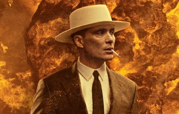 Cillian Murphy smoking from the poster for Oppenheimer