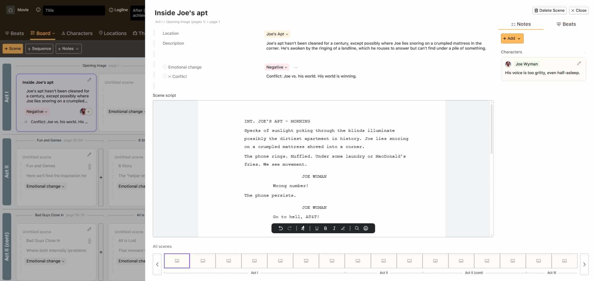 board with Opening Image expanded joe apt_rev1 Save the Cat Story Suite Board with Opening Image card expanded