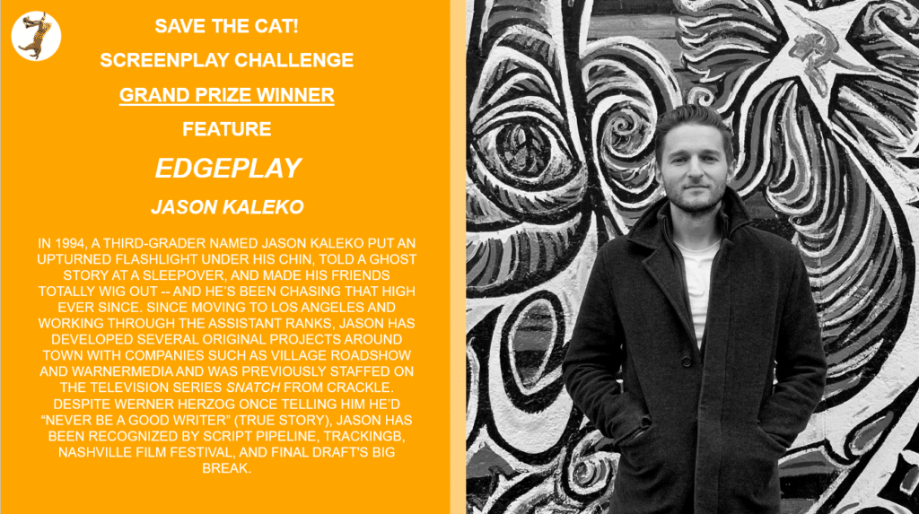 Jason Kaleko stands in front of a wall with a mural