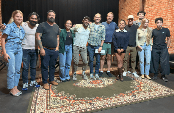 Writer Henry Crum an d the actors who read his TV pilot, The Molotovs, on the stage of the Lee Strasberg Theatre & Film Institute