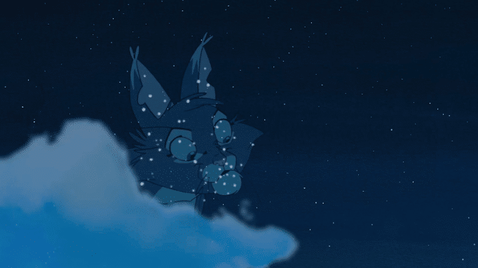 Bati in a cloud with stars in the heavens