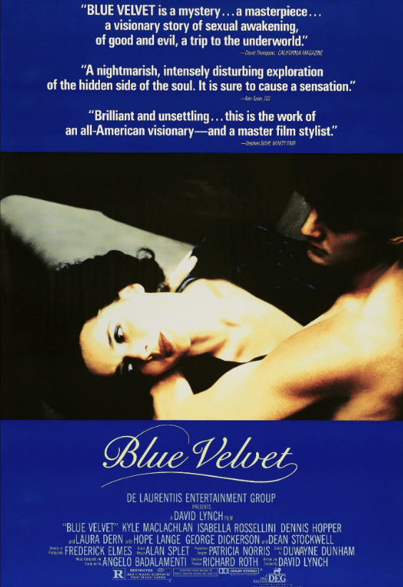 the poster for the film Blue Velvet directed by David Lynch