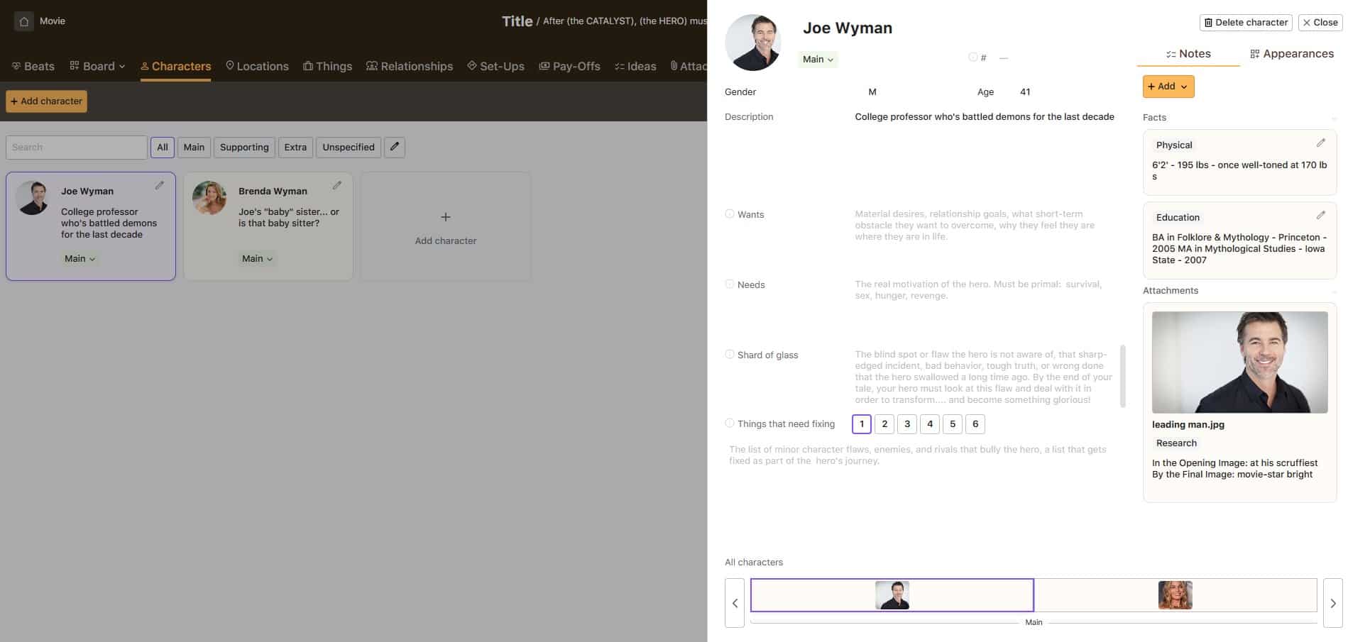 character_rev1 Save the Cat Story Suite expanded character card