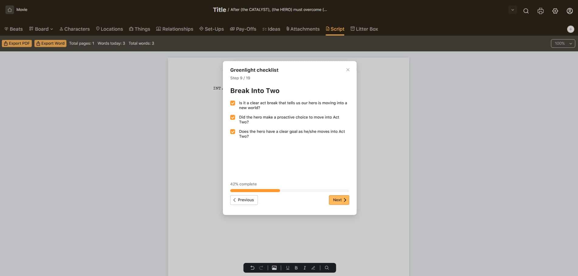 greenlight Save the Cat! Story Suite Greenlight Checklist
