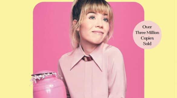 Author Jennette McCurdy holding an urn