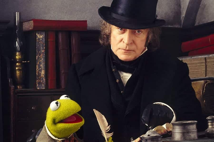 Michael Caine as Scrooge and Kermit the Frog as Bob Cratchit in their office