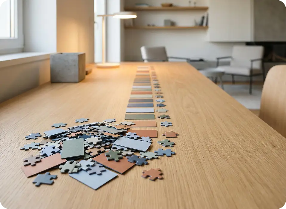 Puzzles laid out on the table
