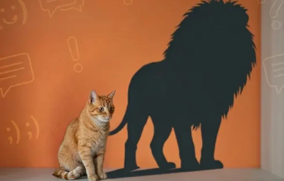Cat with a lion's shadow