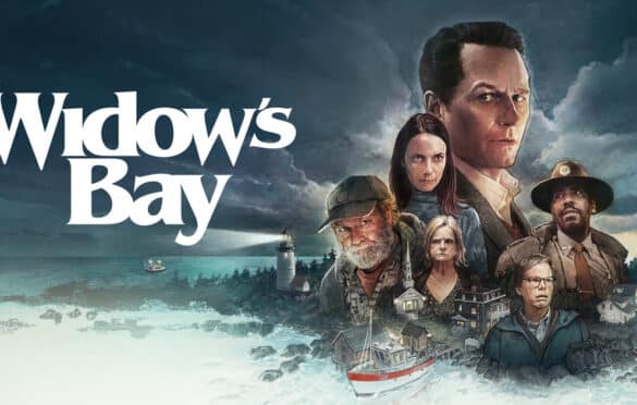 the poster for the TV series Widow's Bay, featuring Matthew Rhys and other major characters